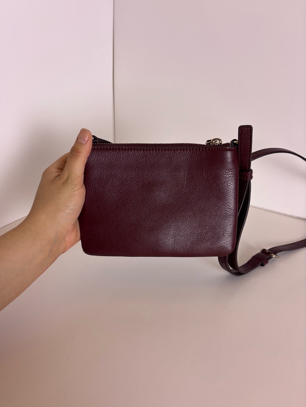 Kate Spade New York Greene Street Karlee Leather Crossbody Cherrywood Burgundy - Picture 7 of 13